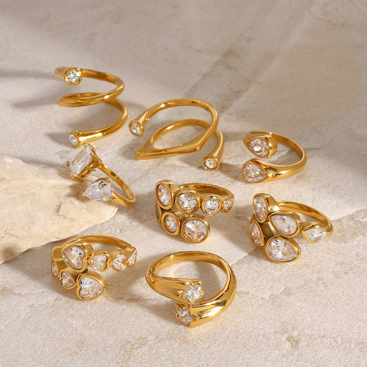Sukha Shining stone rings collection