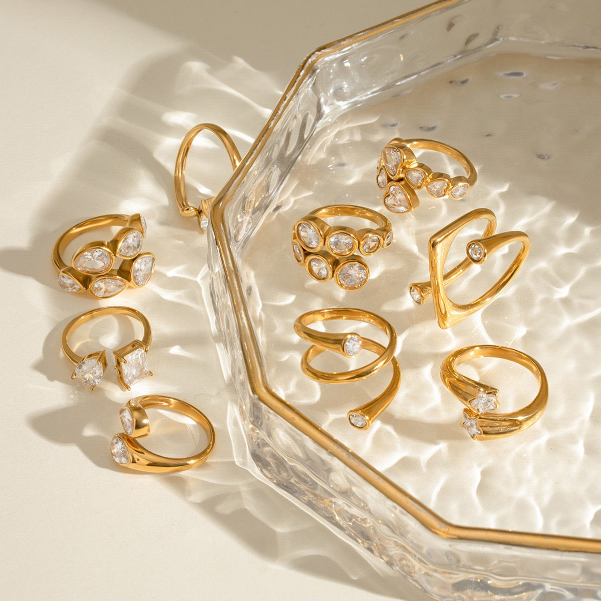 Sukha Shining stone rings collection