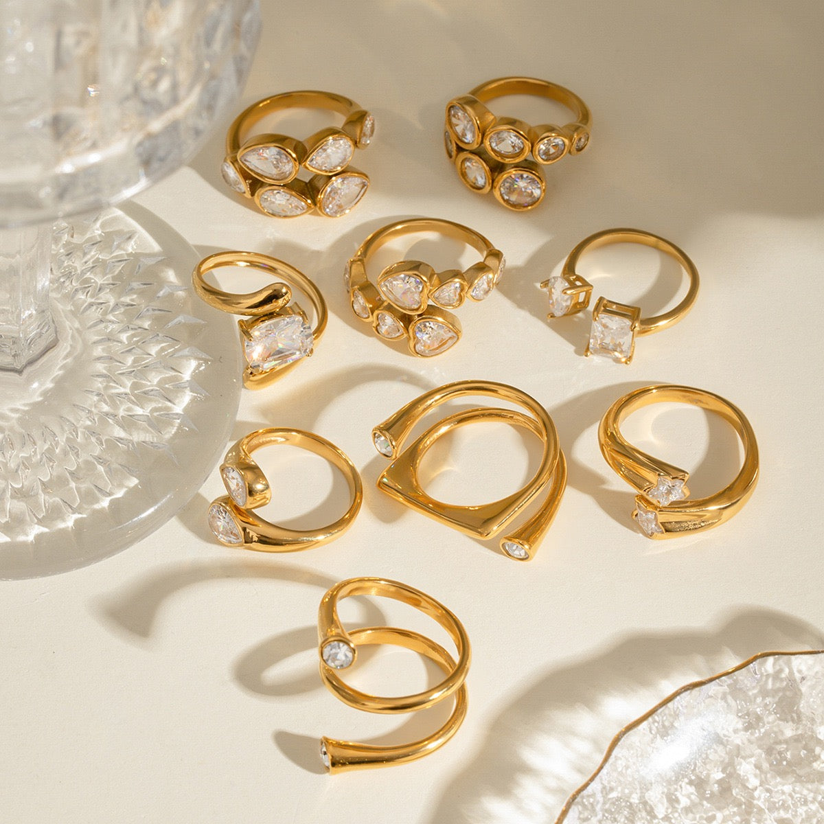 Sukha Shining stone rings collection