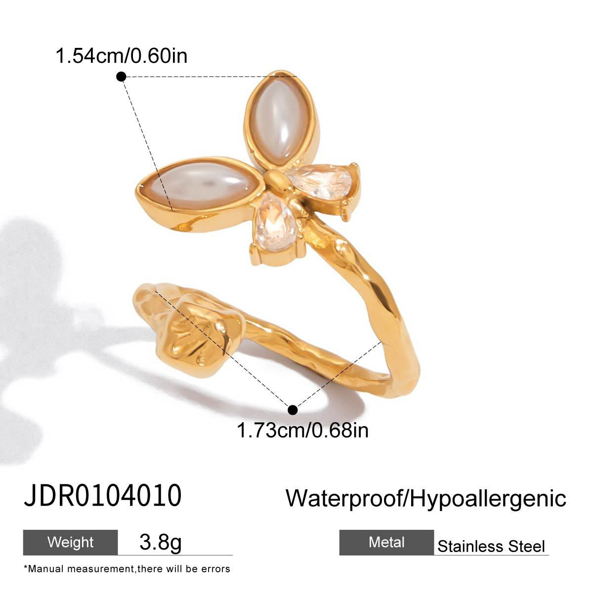 White pearly butterfly ring