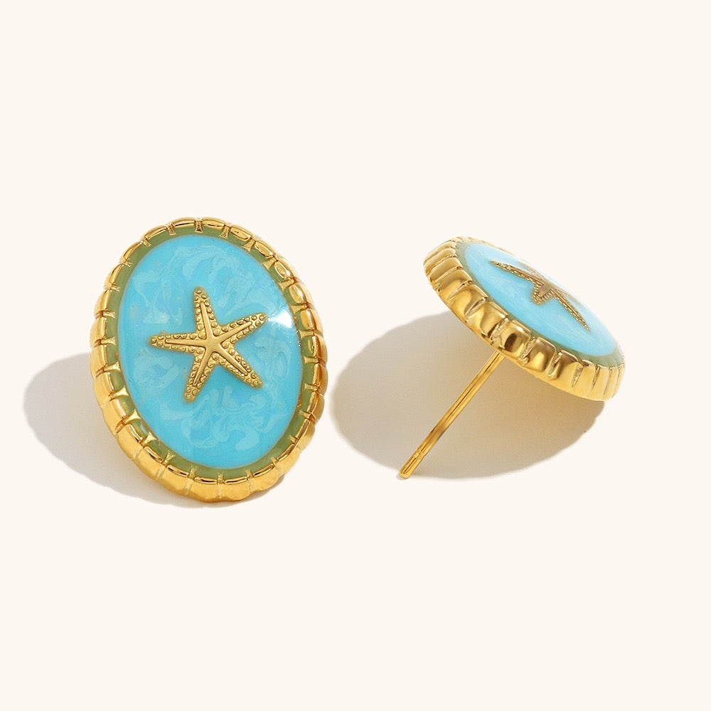 Floris Blue starfish earrings