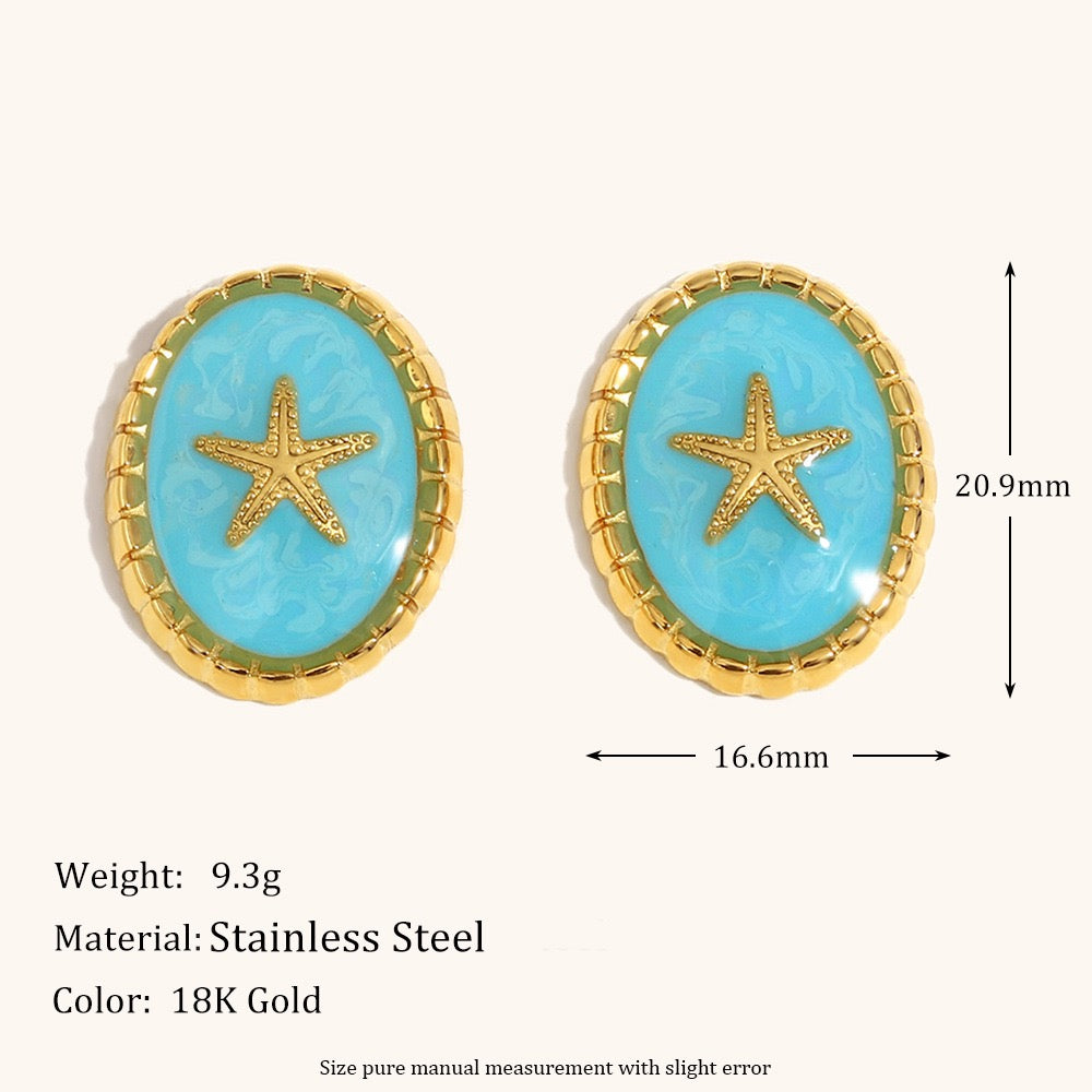 Floris Blue starfish earrings