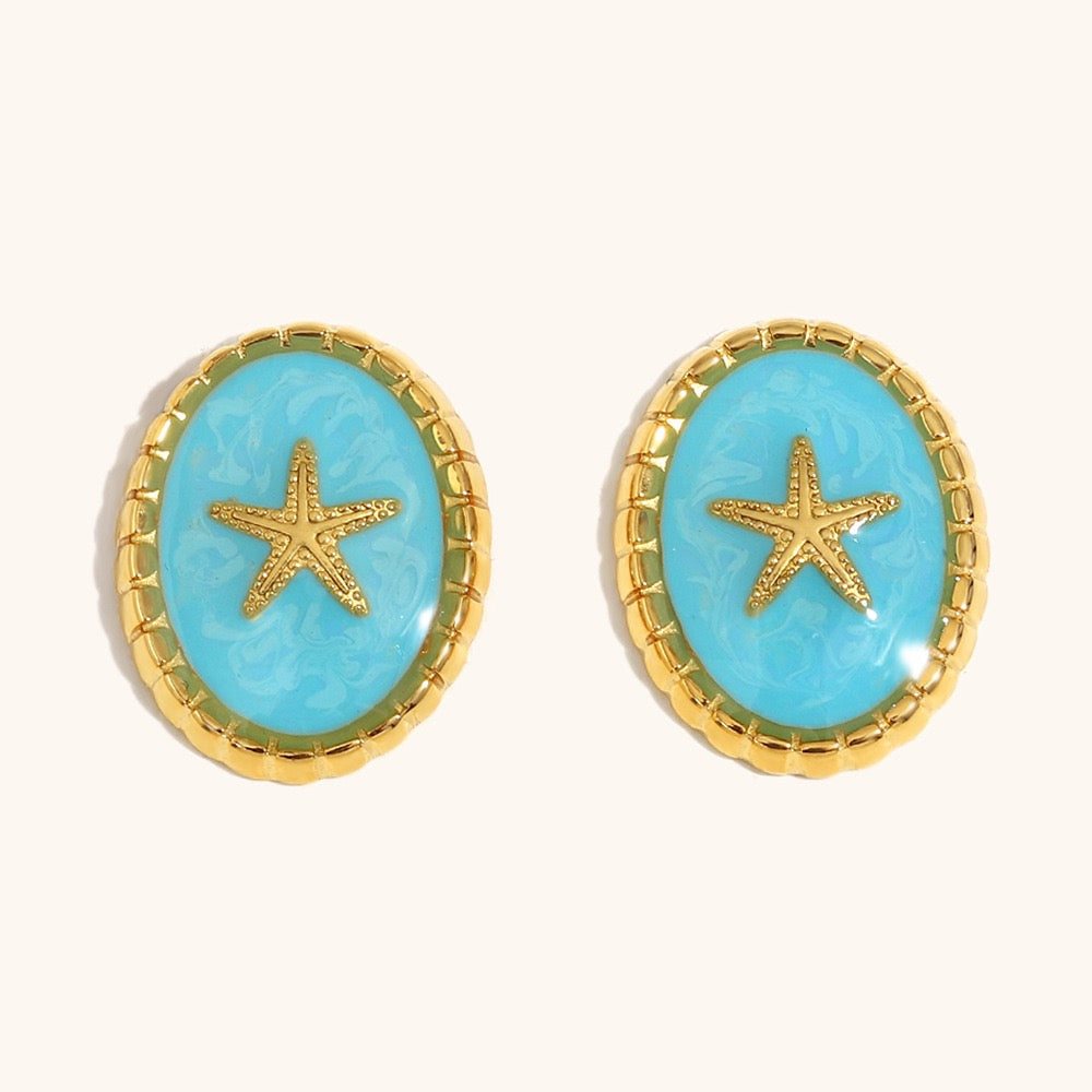 Floris Blue starfish earrings