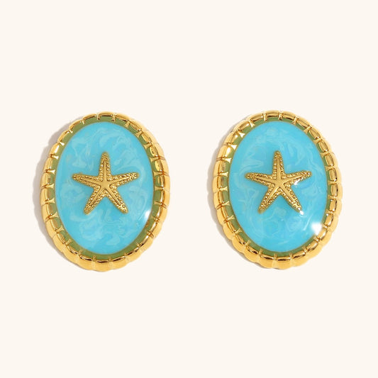 Floris Blue starfish earrings