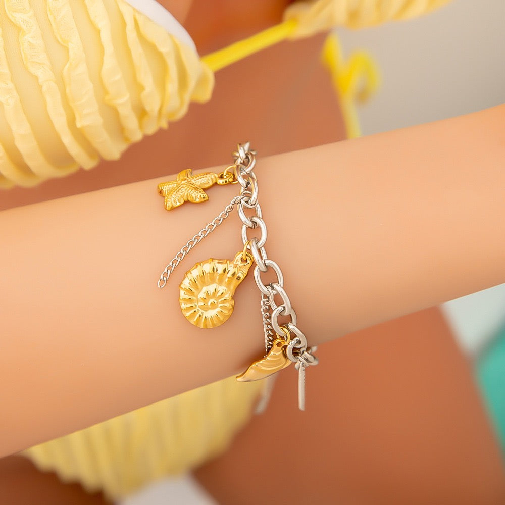 Two tones charm bracelet