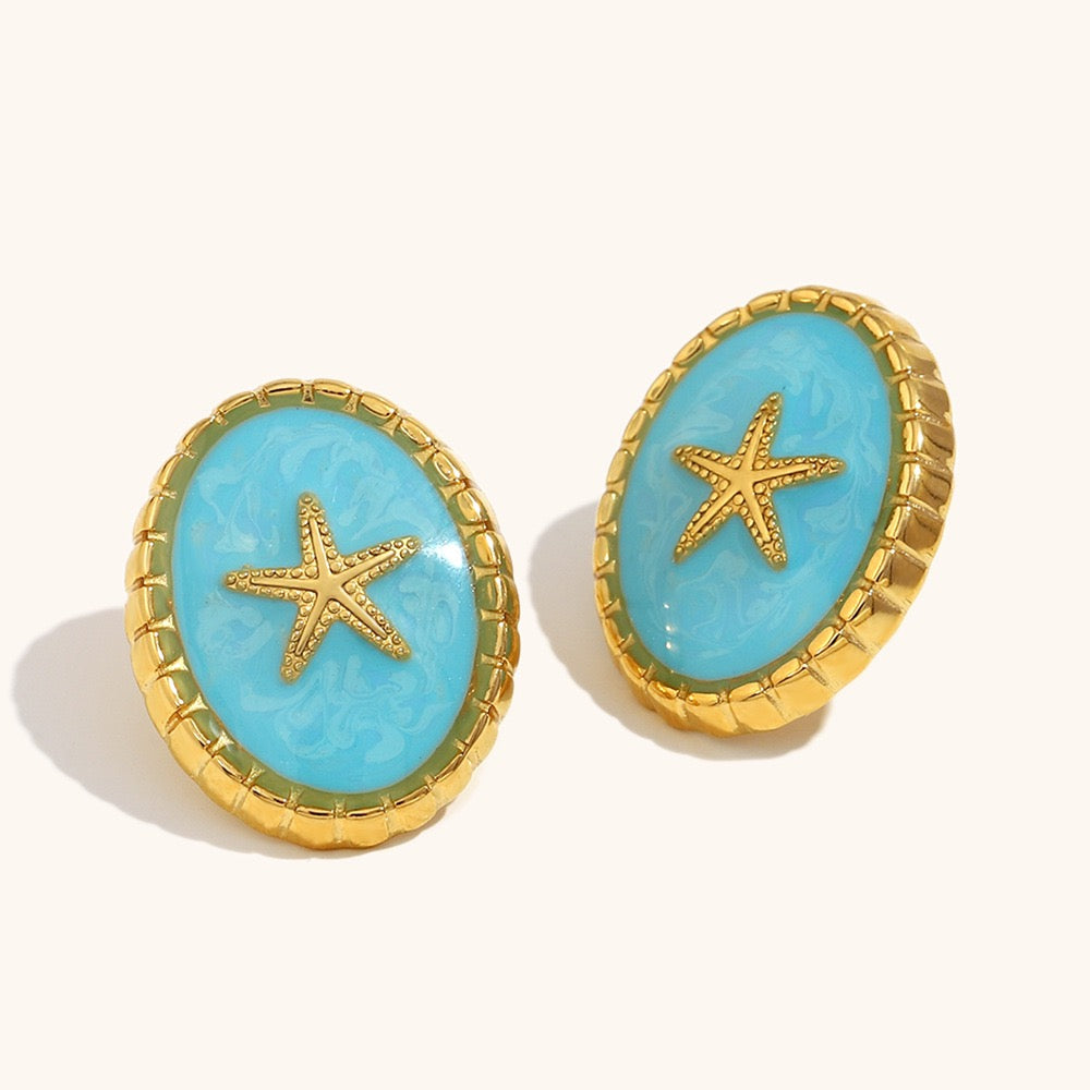 Floris Blue starfish earrings