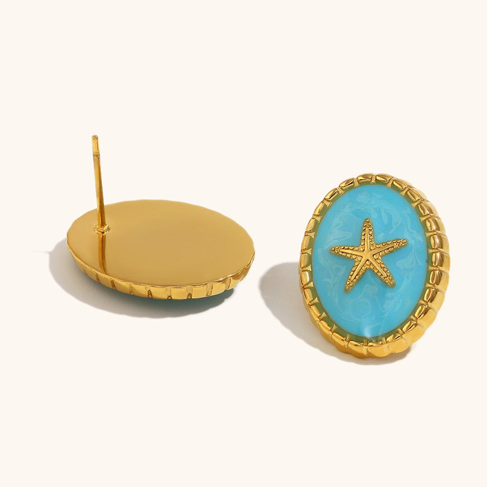 Floris Blue starfish earrings