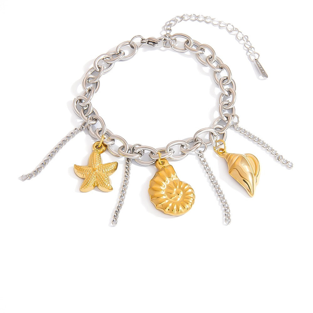 Two tones charm bracelet