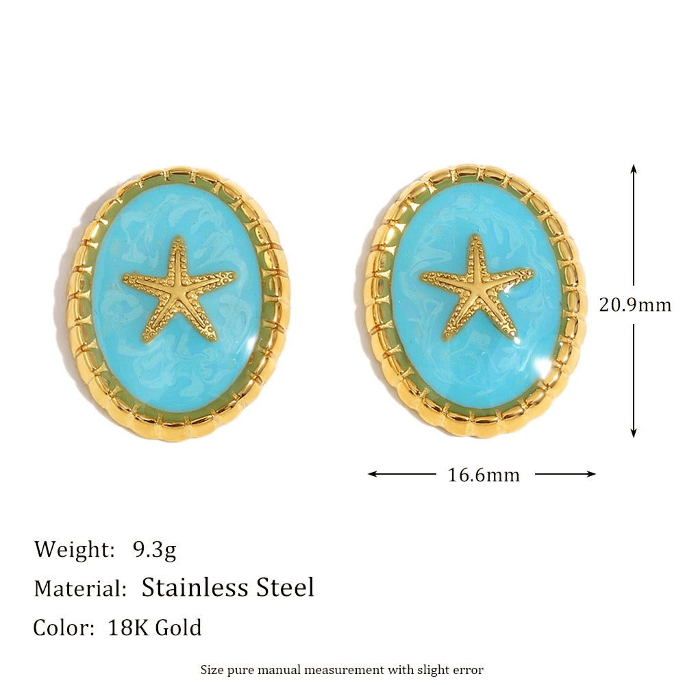 Floris Blue starfish earrings