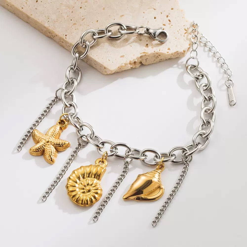 Two tones charm bracelet