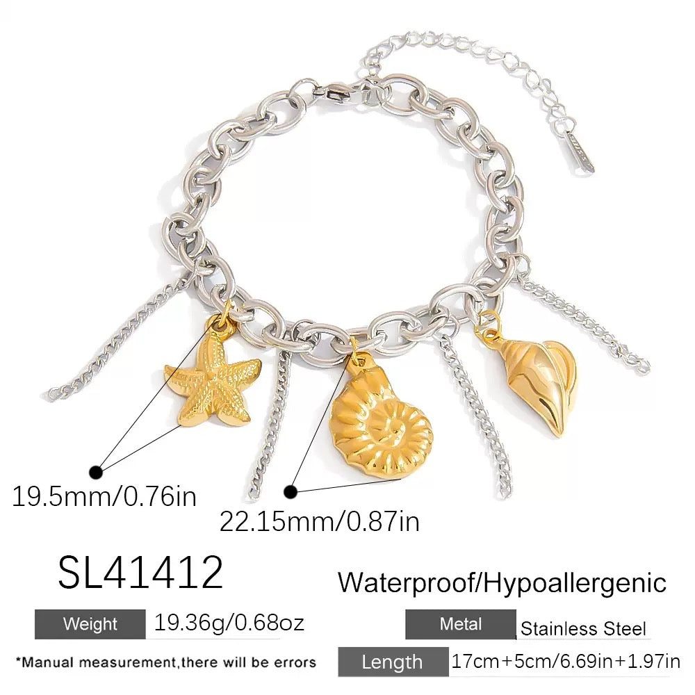 Two tones charm bracelet