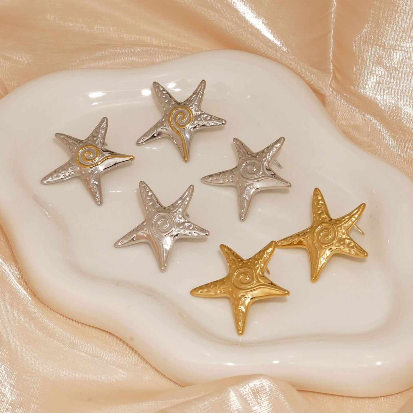 Tarako Swirl starfish earrings