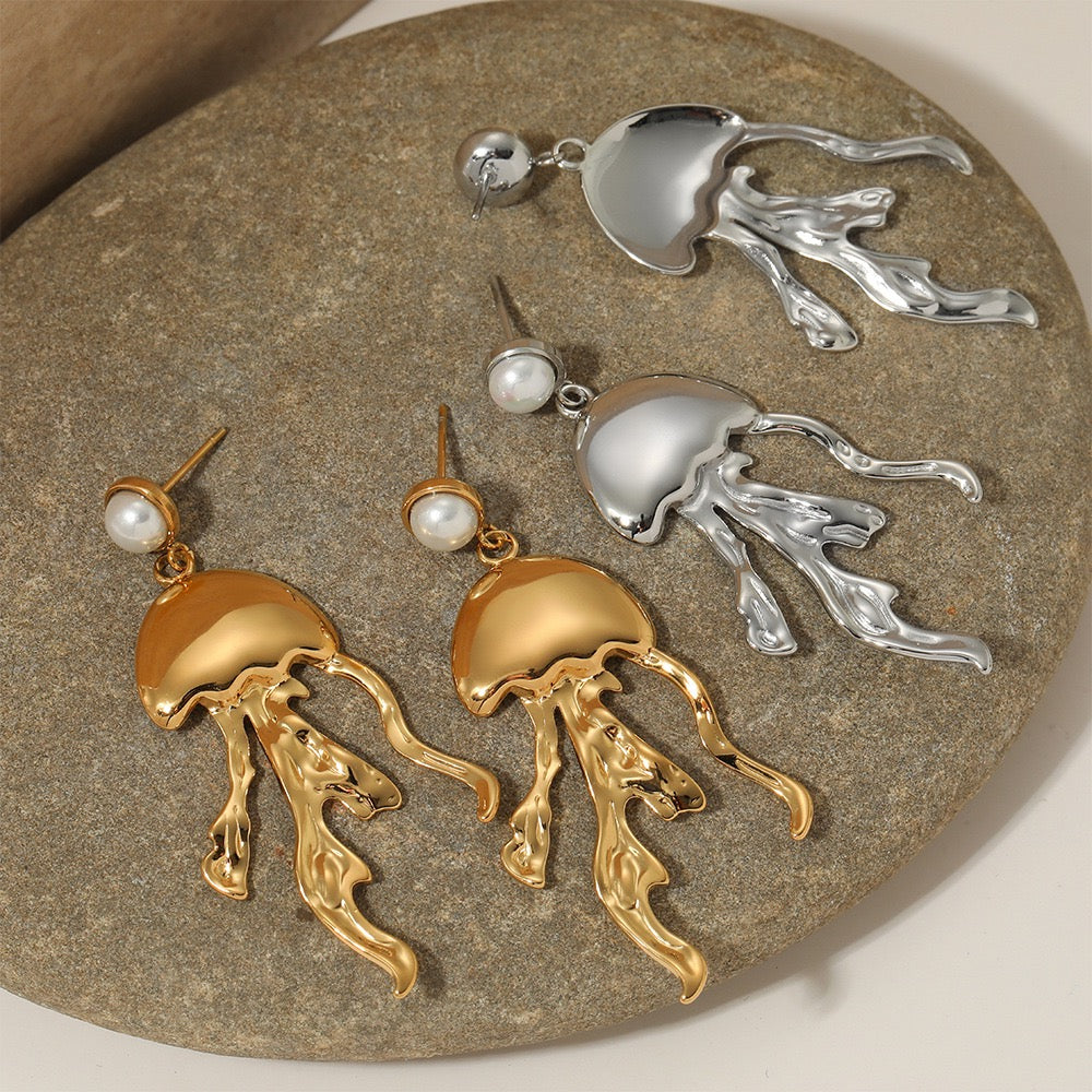 Gold jellyfish earrings