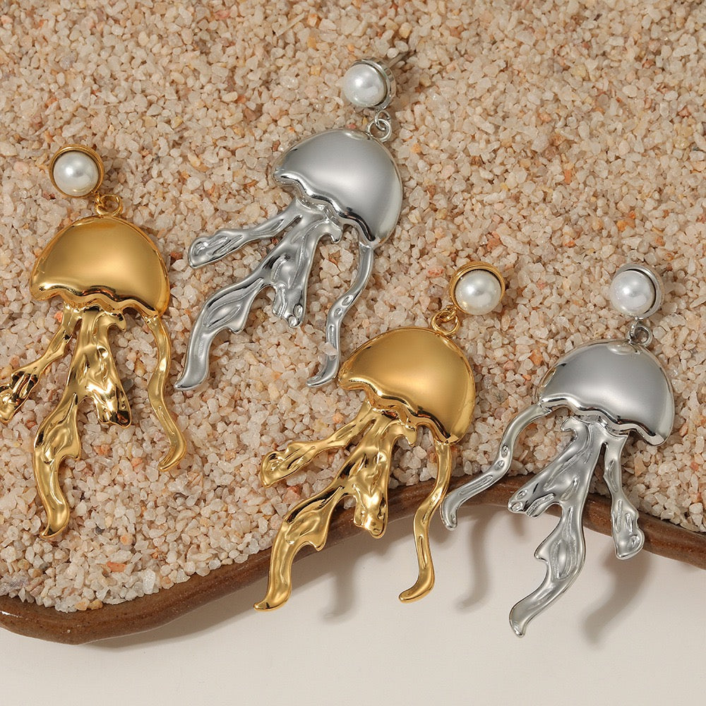 Gold jellyfish earrings