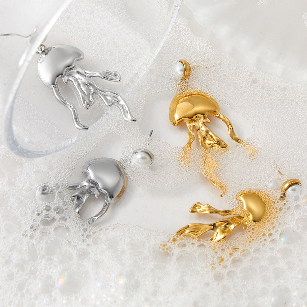 Gold jellyfish earrings