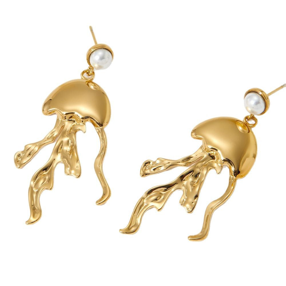 Gold jellyfish earrings