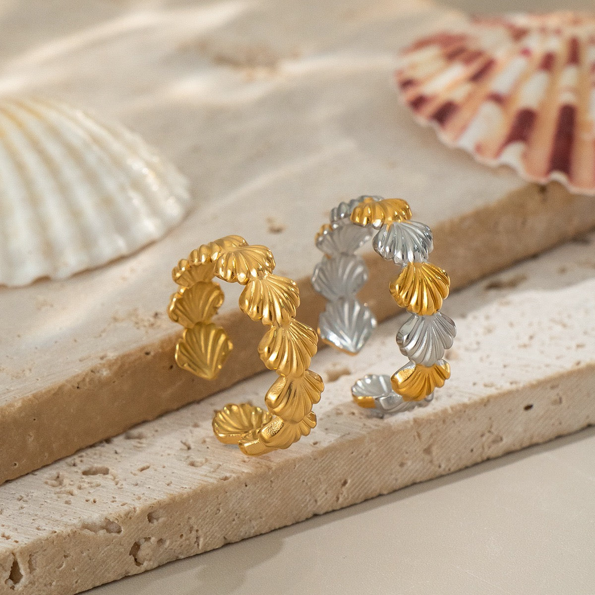 Beachside star shell rings collection