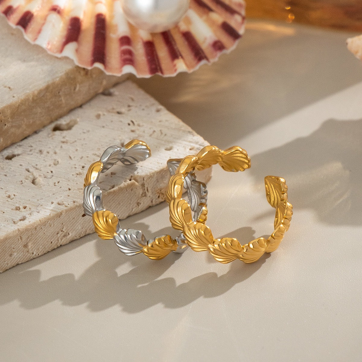 Beachside star shell rings collection