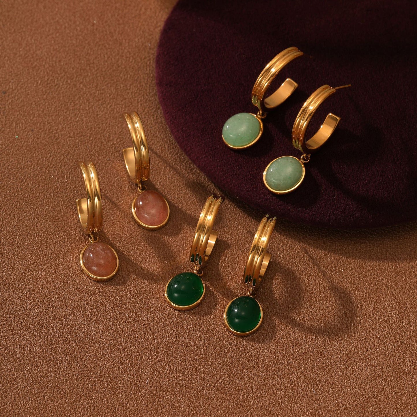 Isaro Green stone earrings