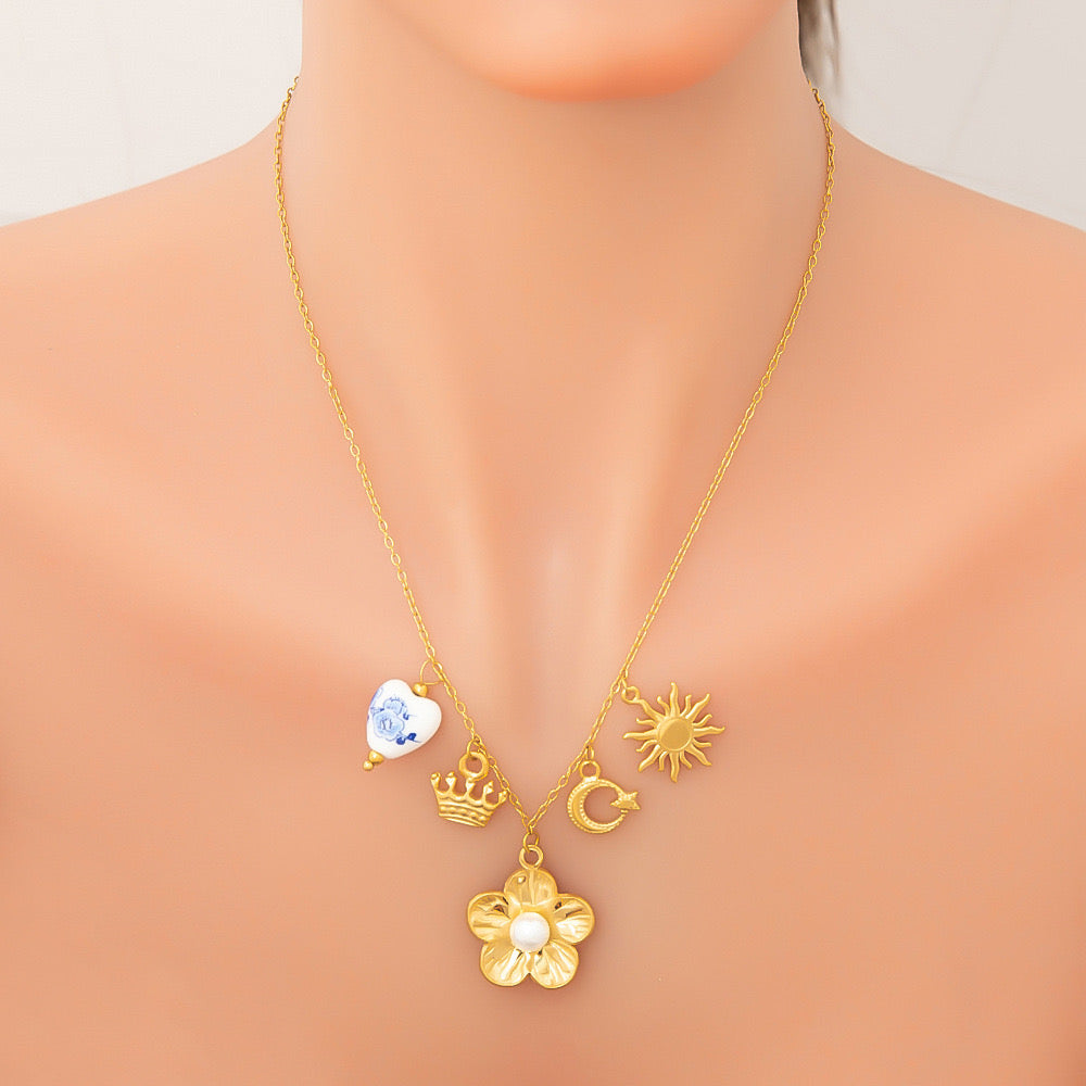 Duke Bondi summer flower charm necklace