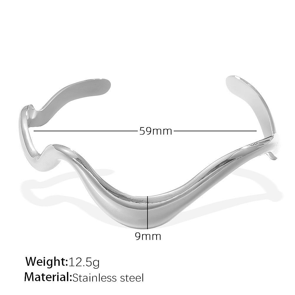 Silver splash wave bangles