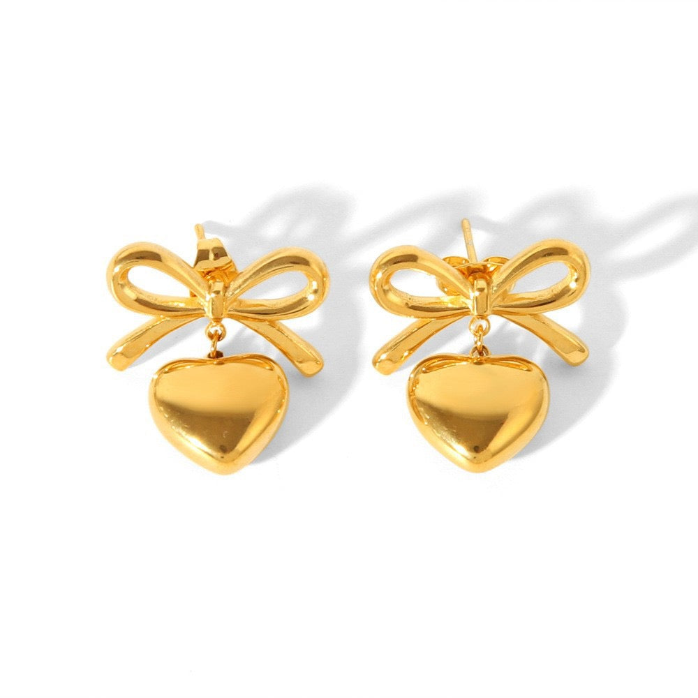 Bow heart earrings