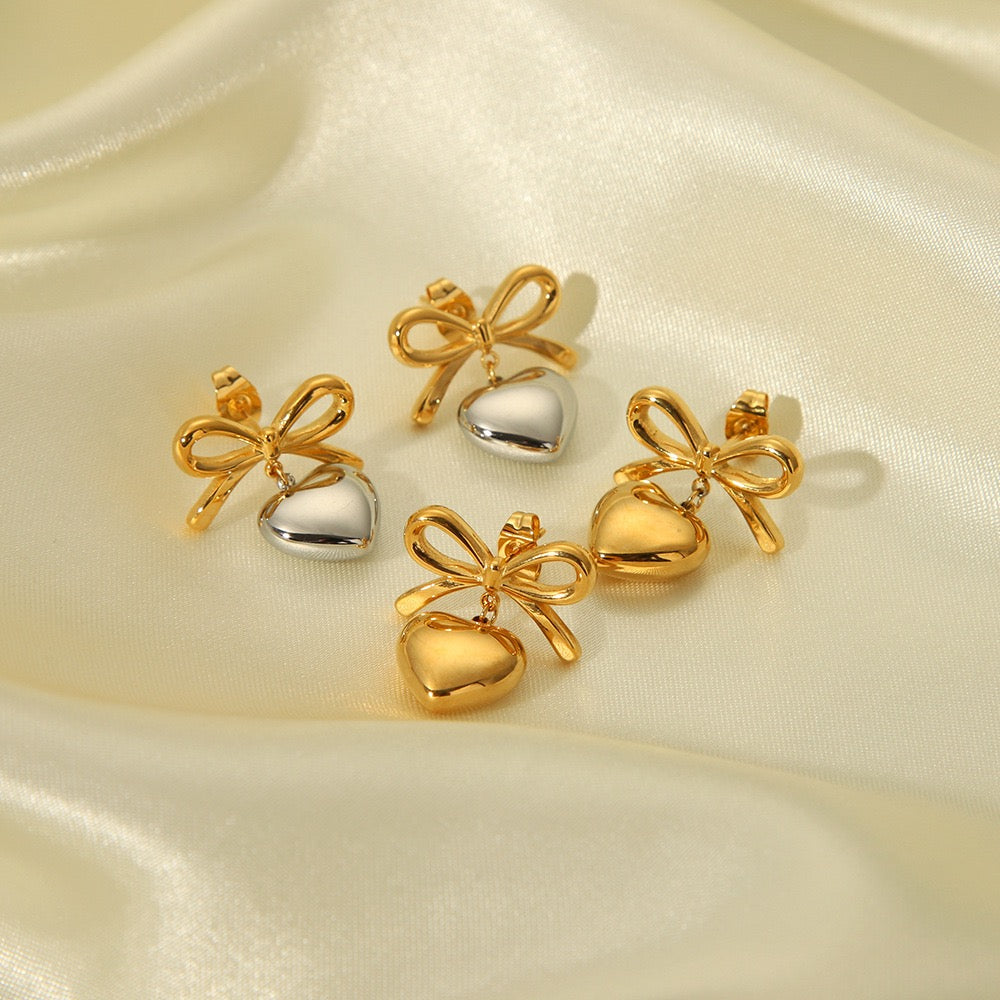 Bow heart earrings