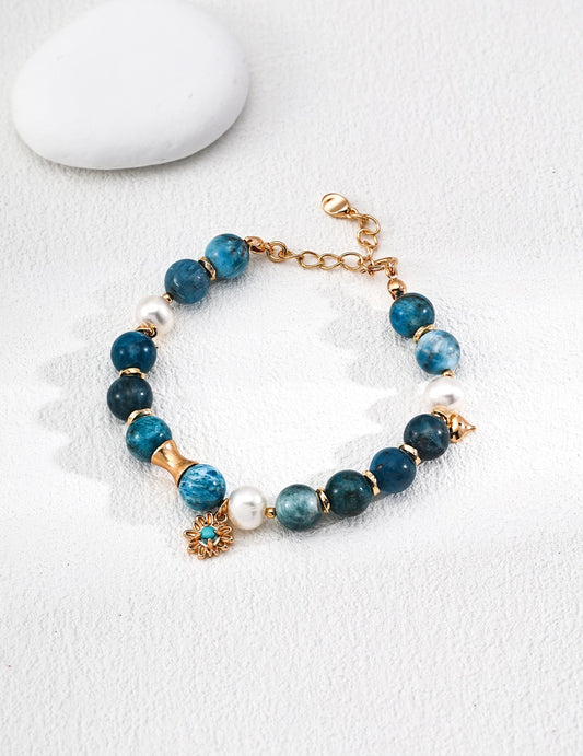Blue natural stones pearlbracelet