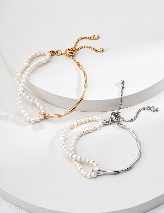 Double chains pearl bracelet