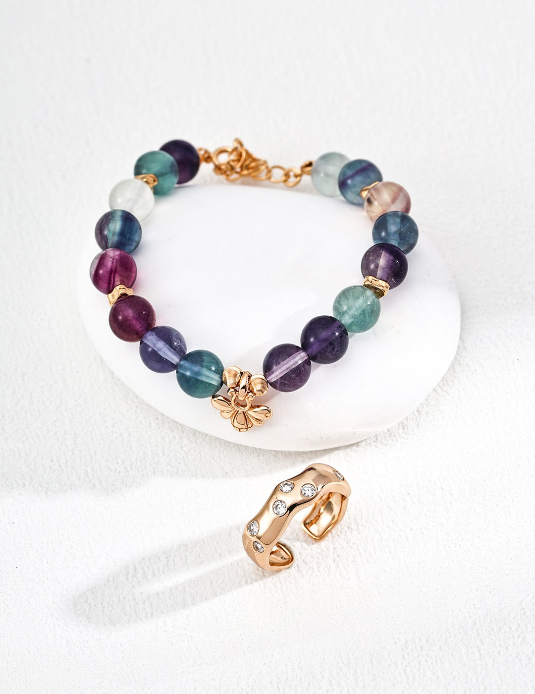 Rainbow fluorite gem bracelet
