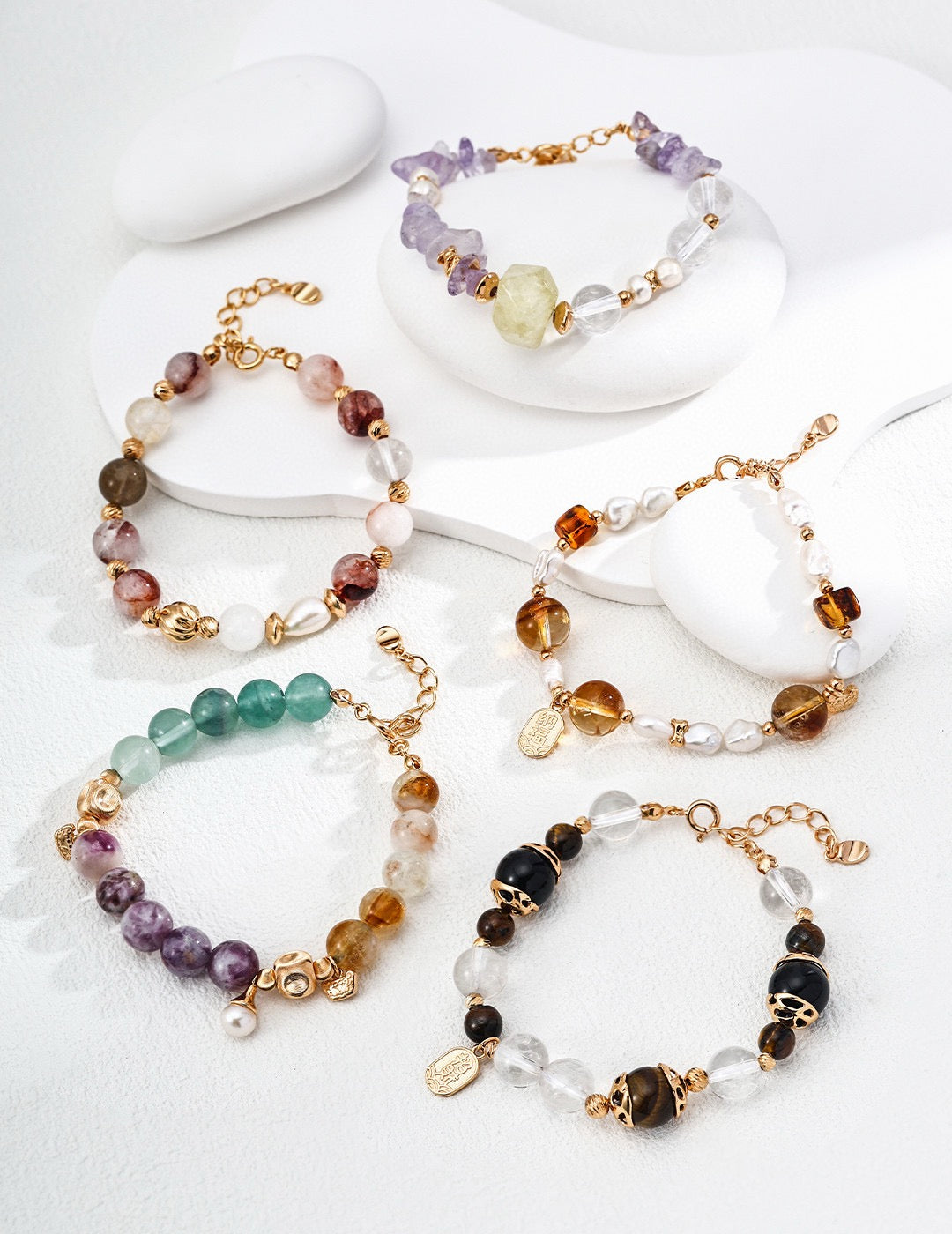 Ussingnite topaz and green fluorite gem bracelet