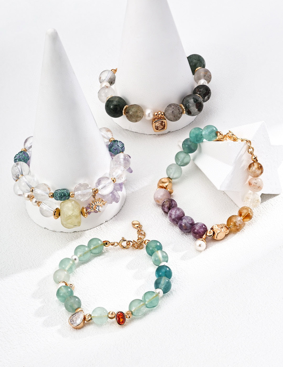 Ussingnite topaz and green fluorite gem bracelet