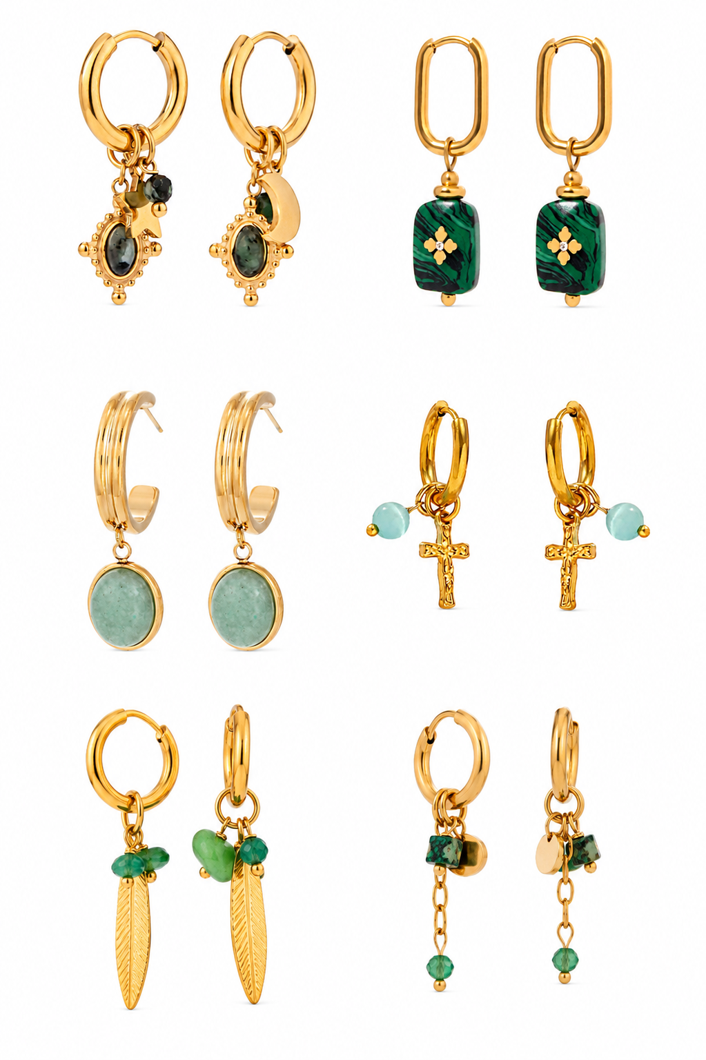 Green stones earrings