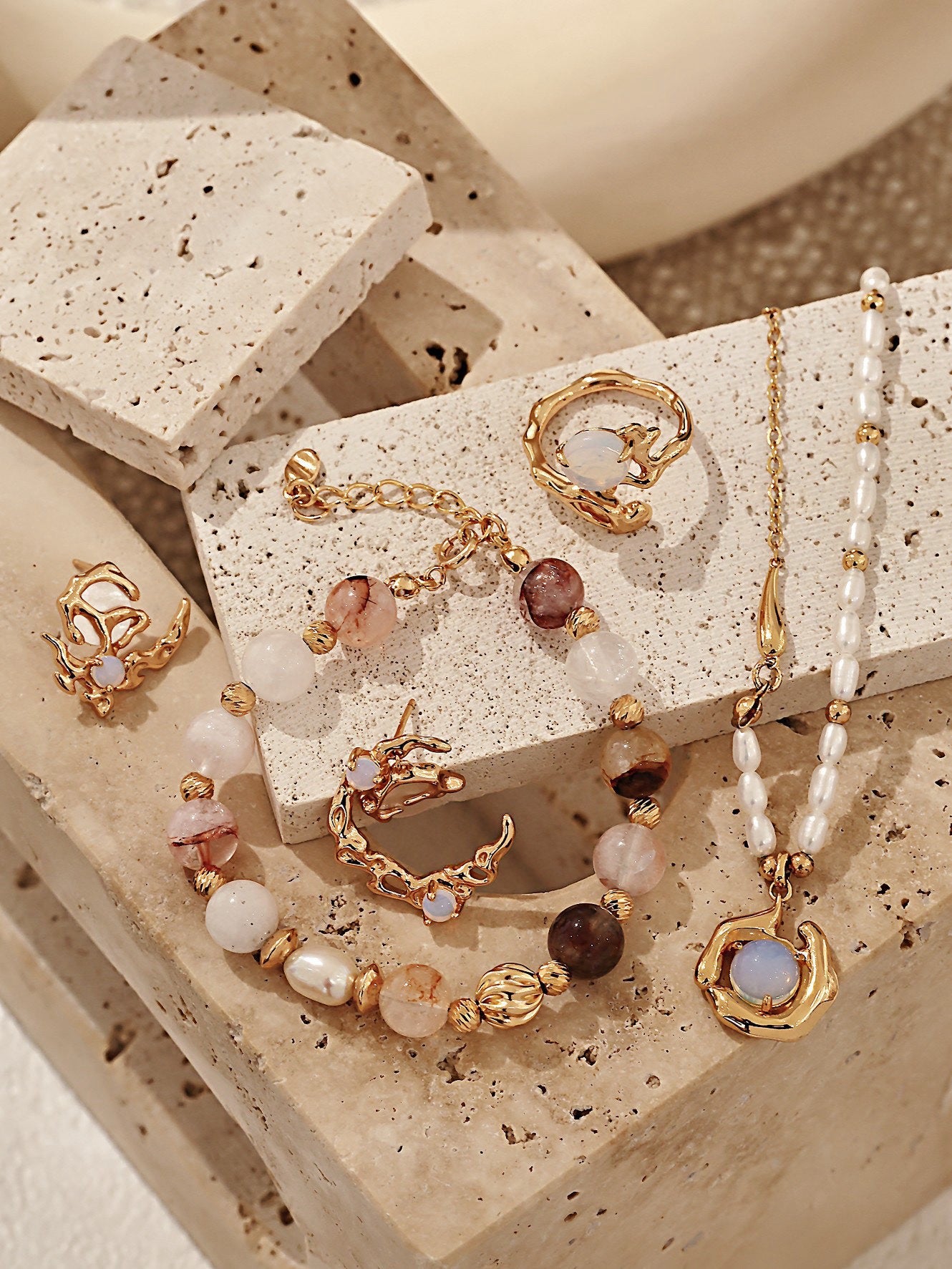 Moon stone dream set earrings