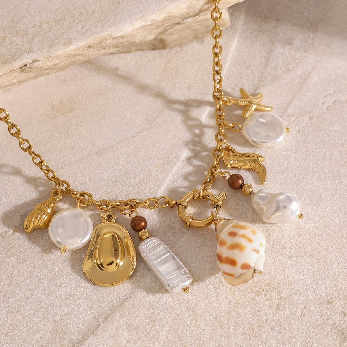 Westie shell charm necklace