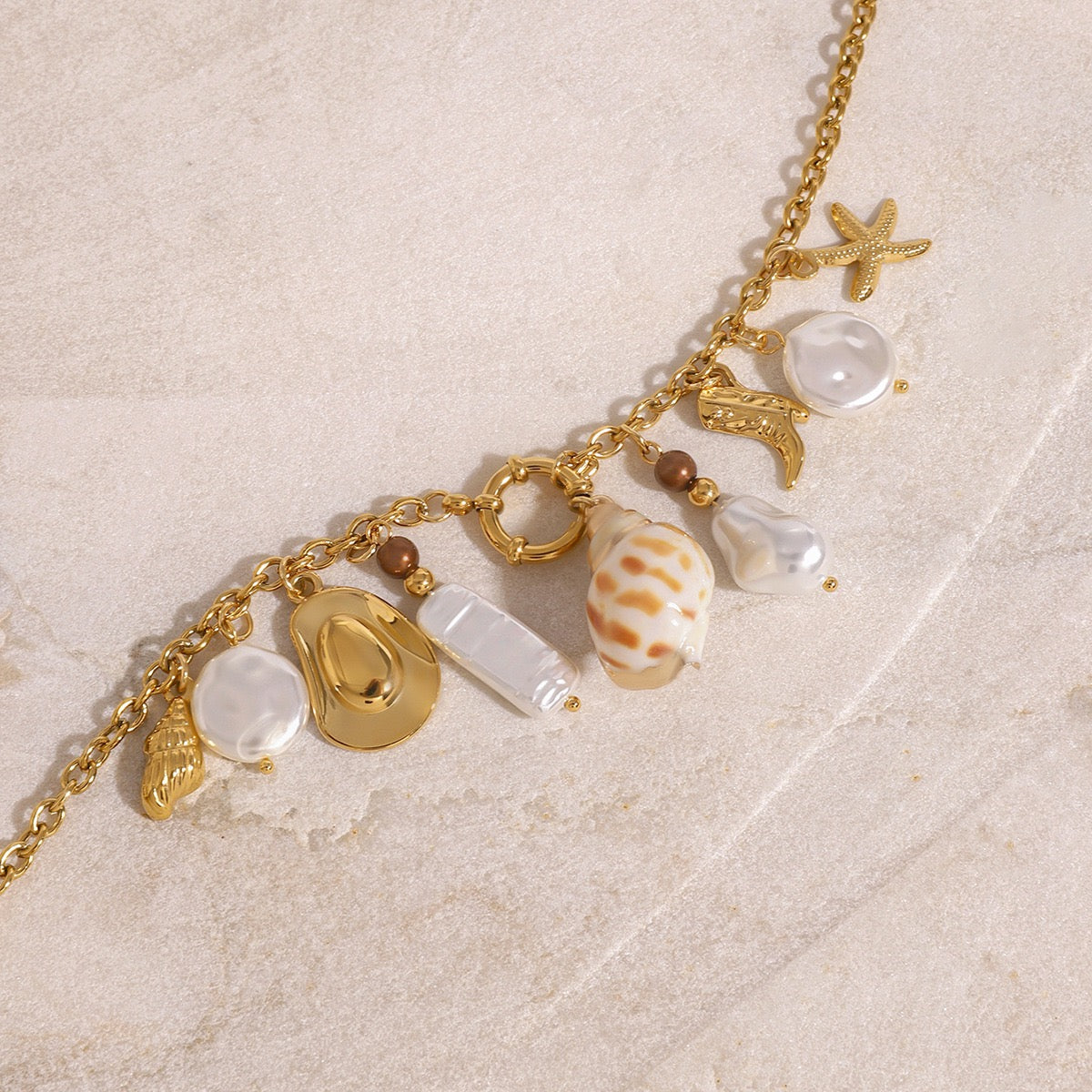 Westie shell charm necklace