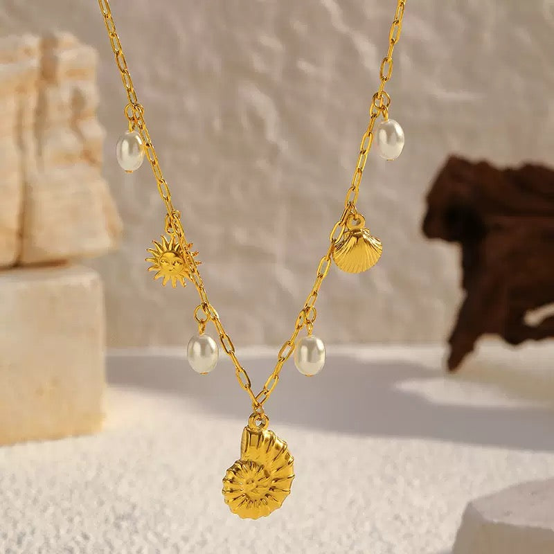 Pearly shell charm necklaces