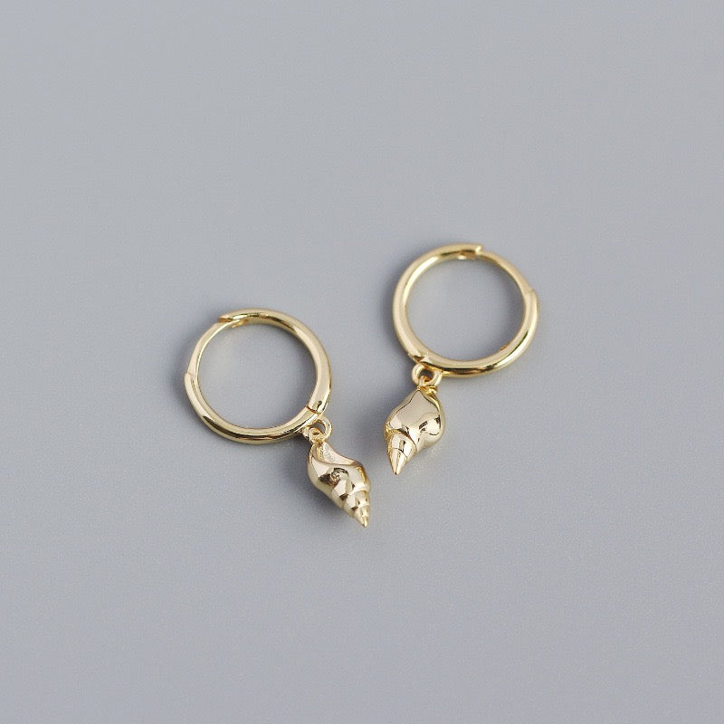 Sea snails sterling silver hoops