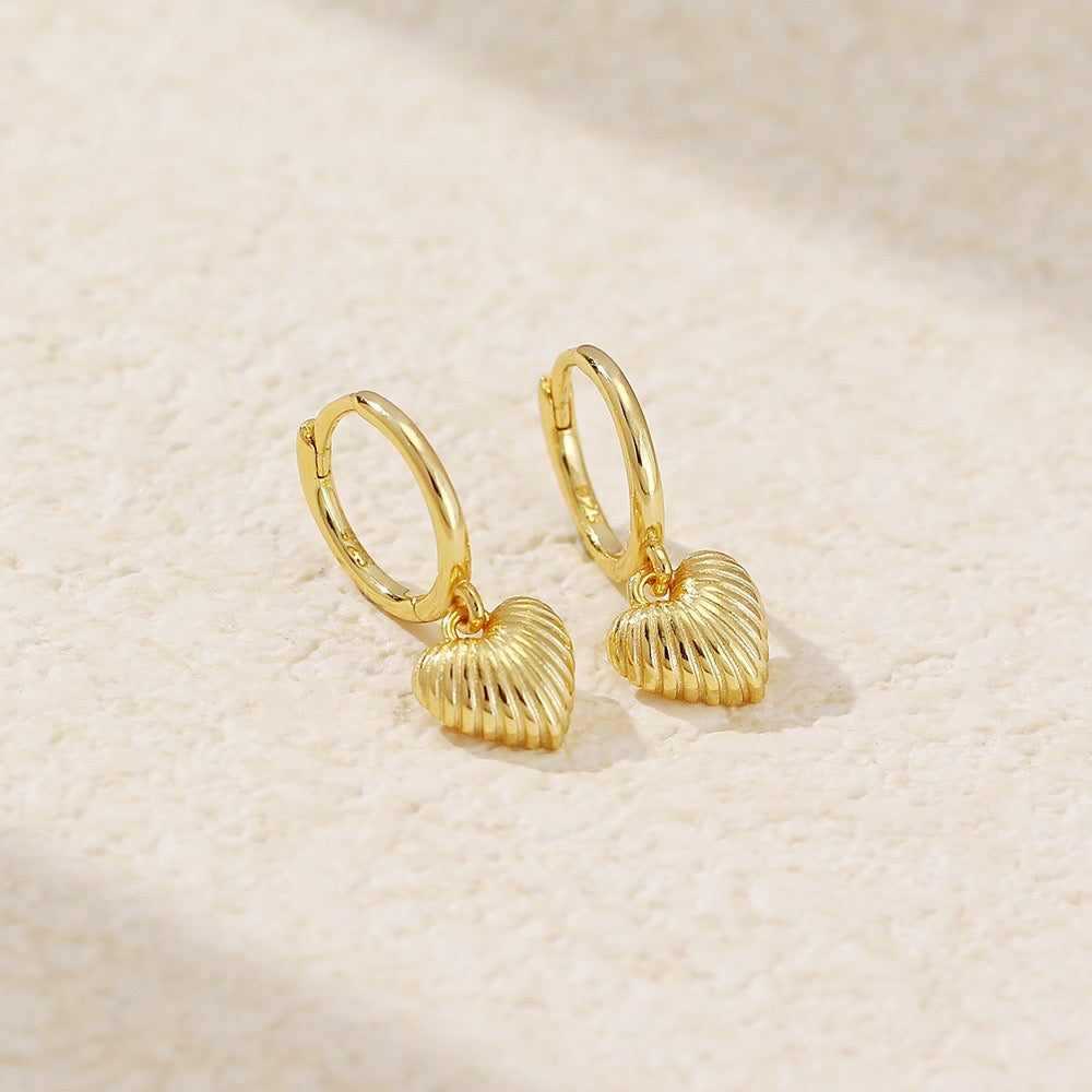 Sterling silver heart hoops