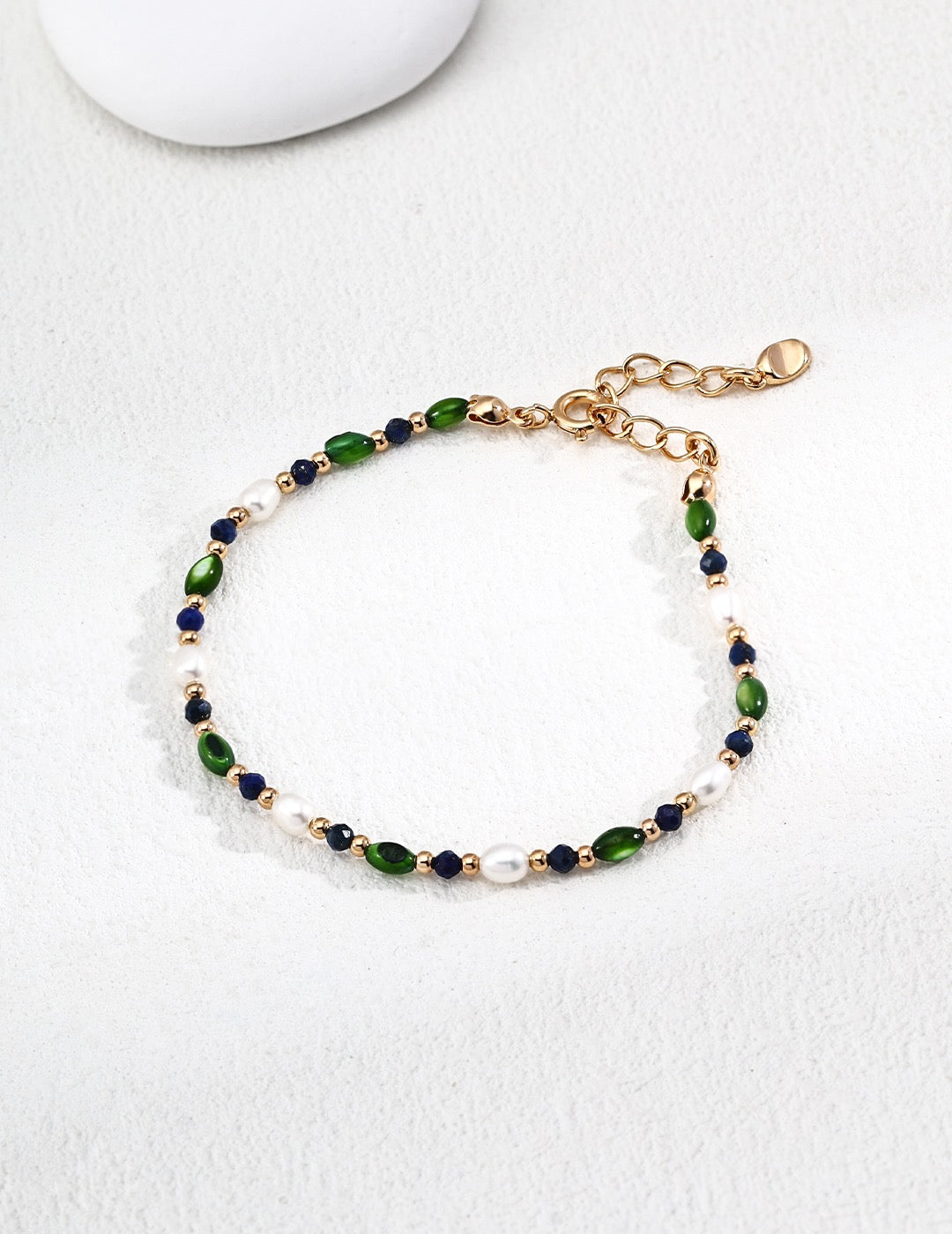 Green stone Pearl set