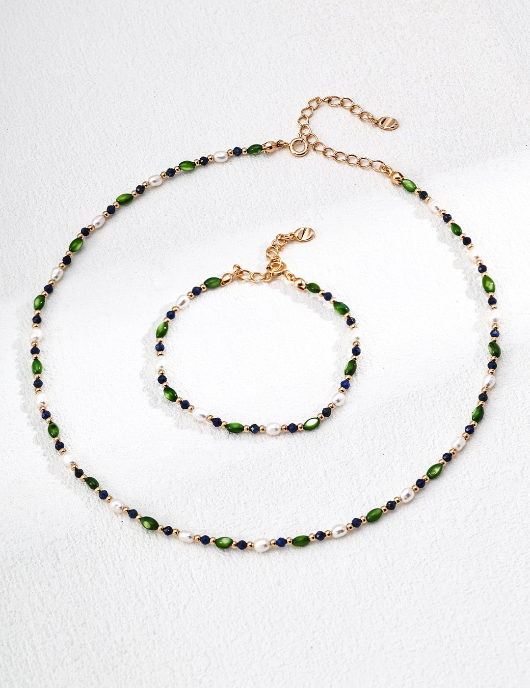 Green stone Pearl set