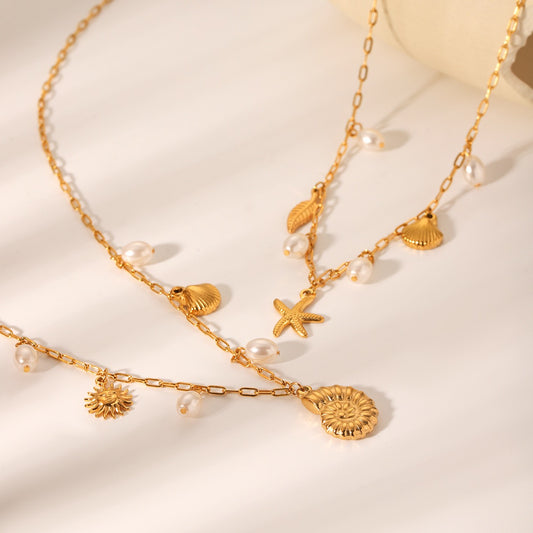 Pearly shell charm necklaces