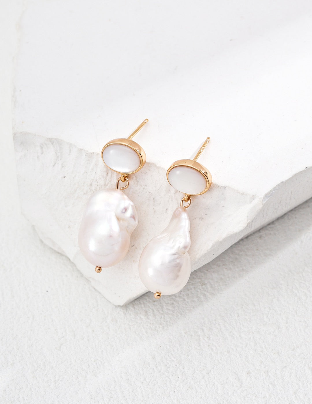 Big baroque pearl earrings