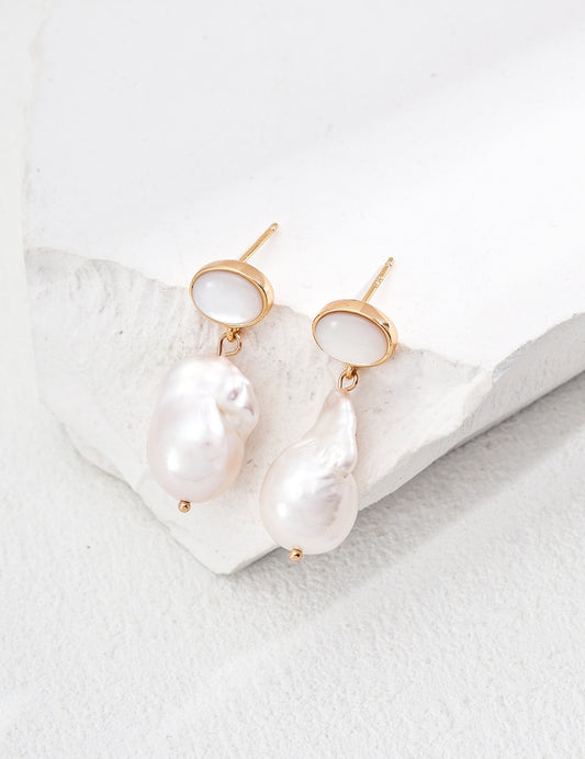 Big baroque pearl earrings