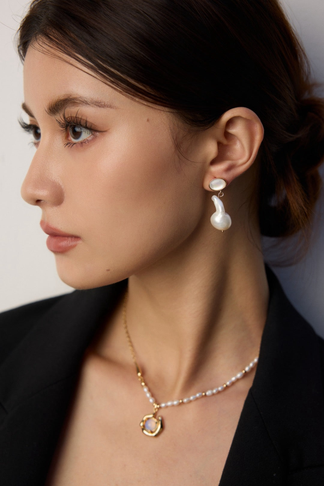 Big baroque pearl earrings
