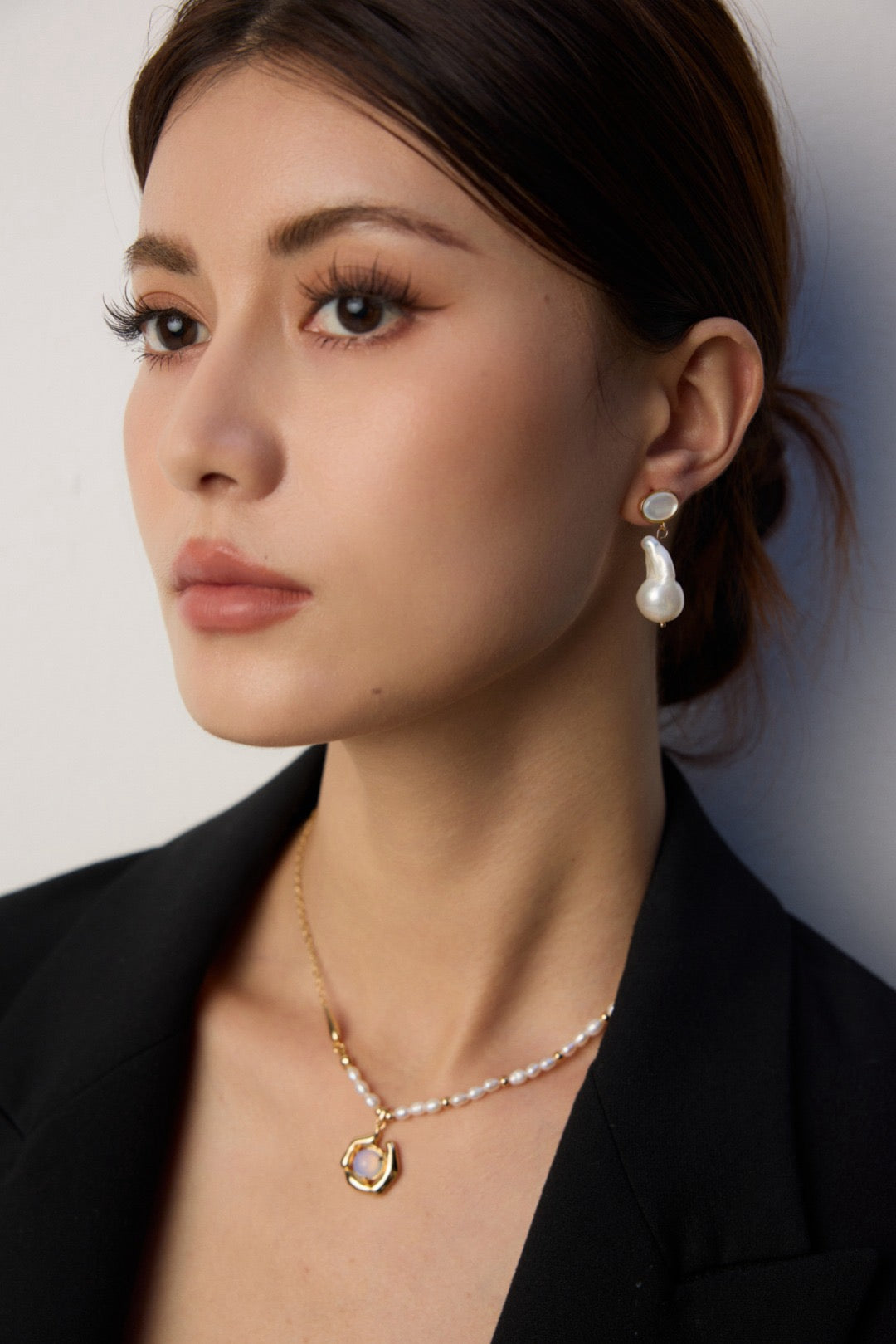 Big baroque pearl earrings