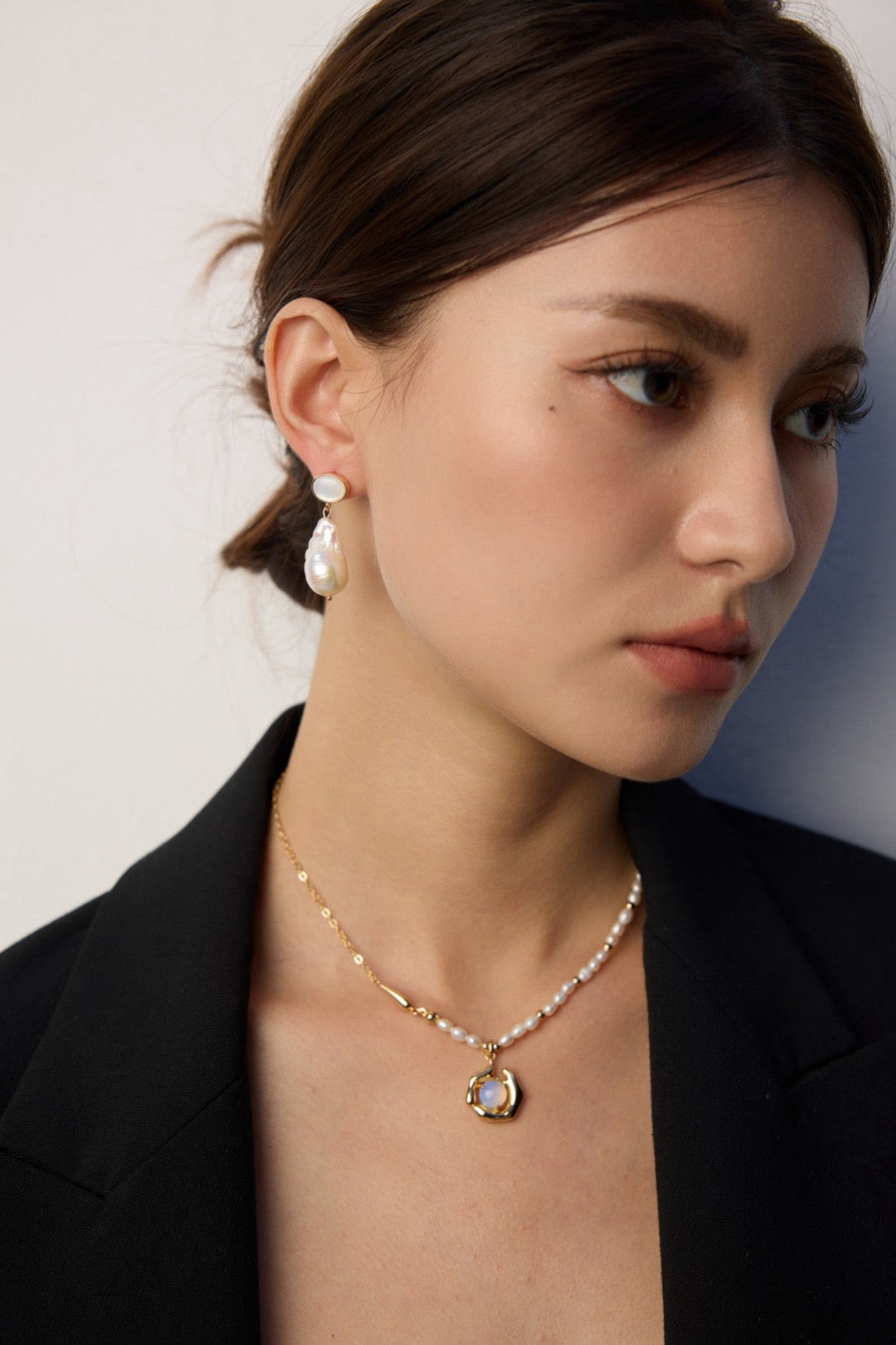 Big baroque pearl earrings