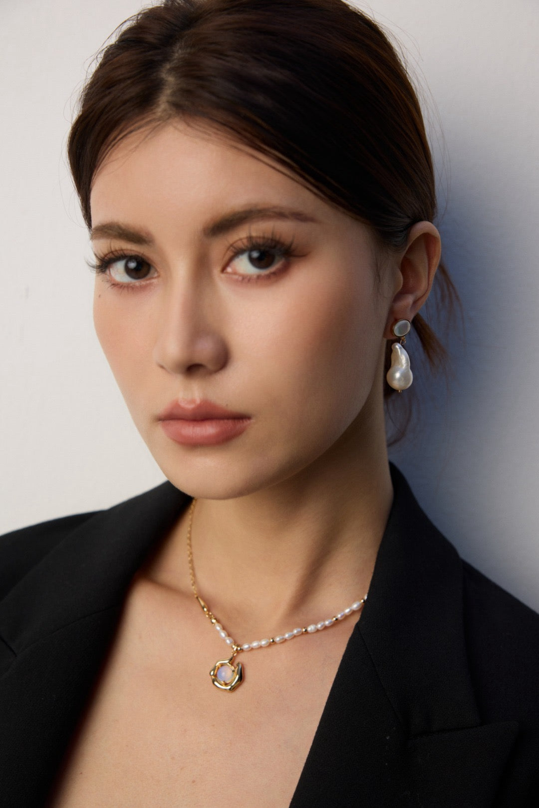 Big baroque pearl earrings