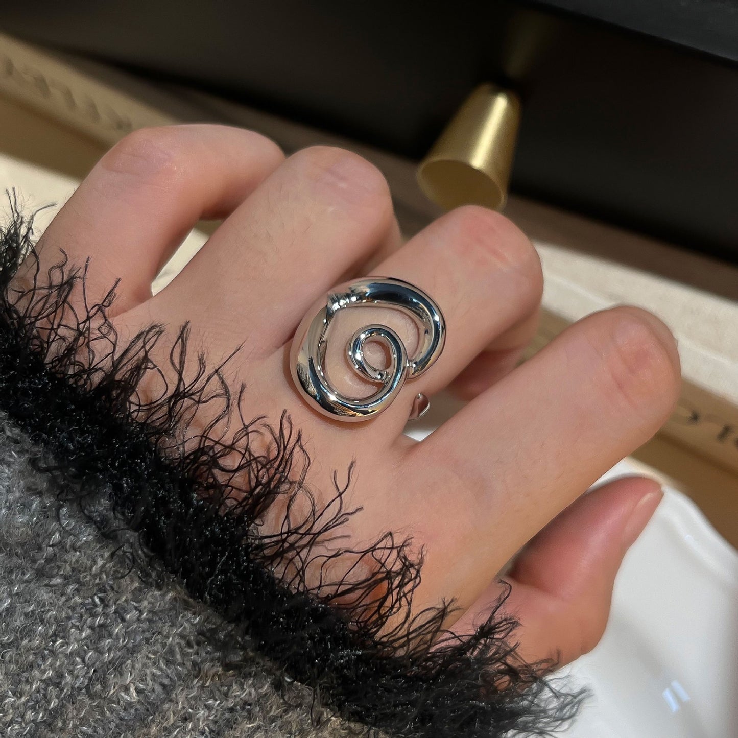 Twirly sterling silver ring