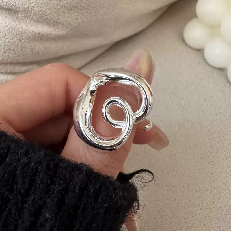 Twirly sterling silver ring